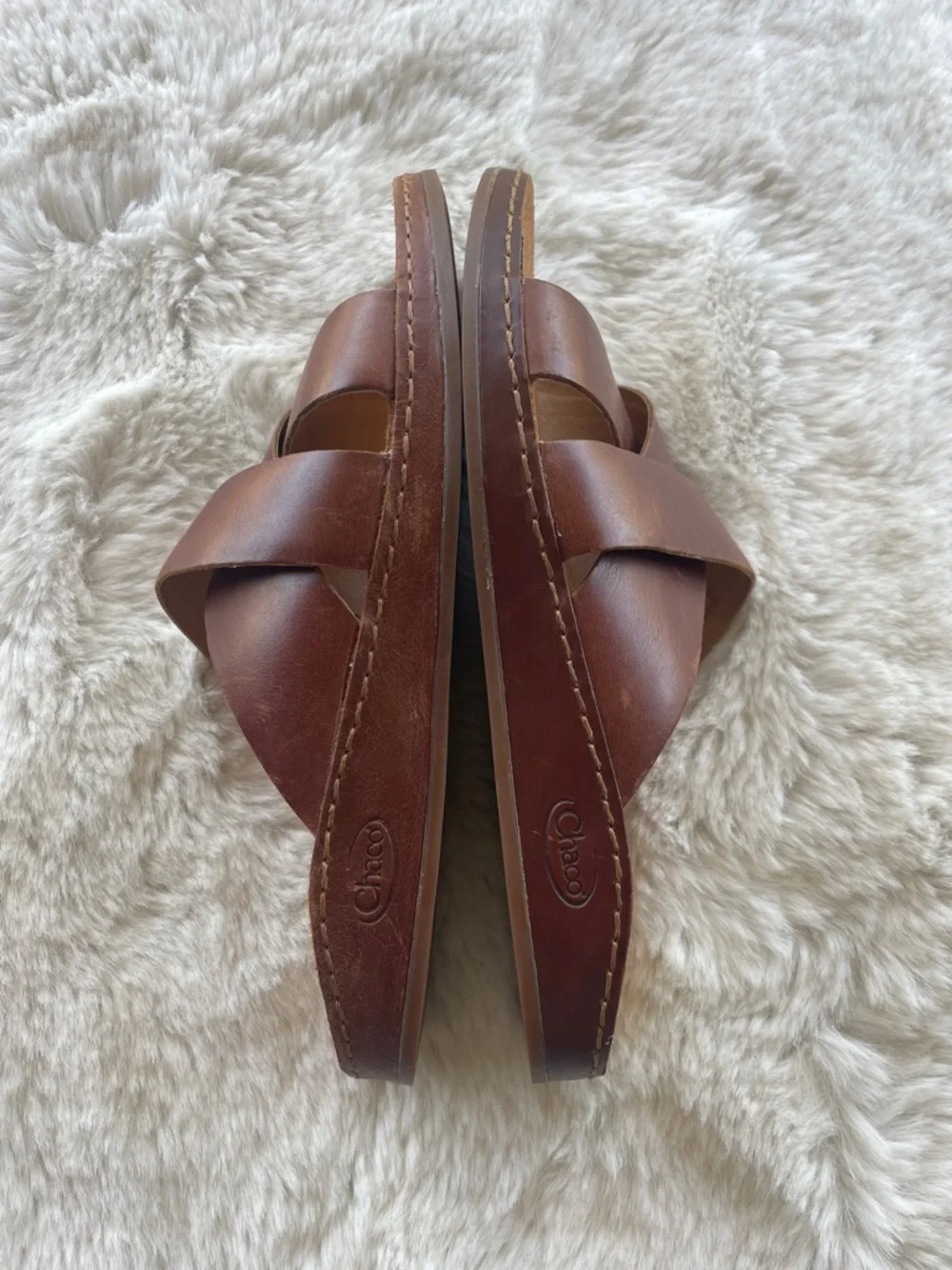 Chaco Wayfarer Slide Leather Sandals Toffee NWOT - Picture 5 of 12